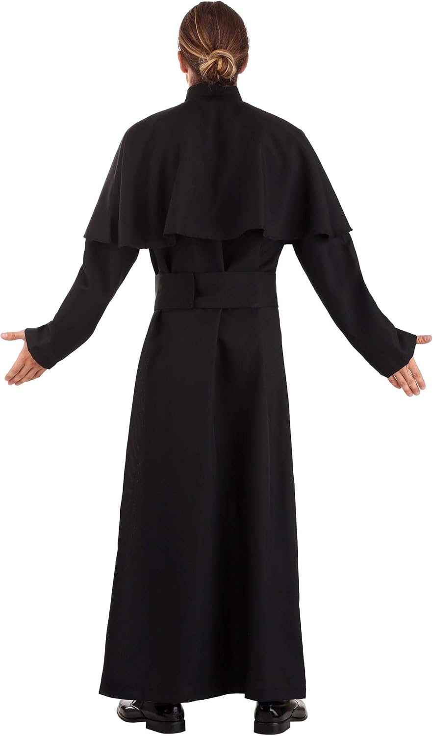 Fun Costumes Adult Deluxe Priest Costume Mens, Religious Halloween Outfit, Long Sleeved Holy Cloak and Clerical Collar - Black - Medium - Image 2