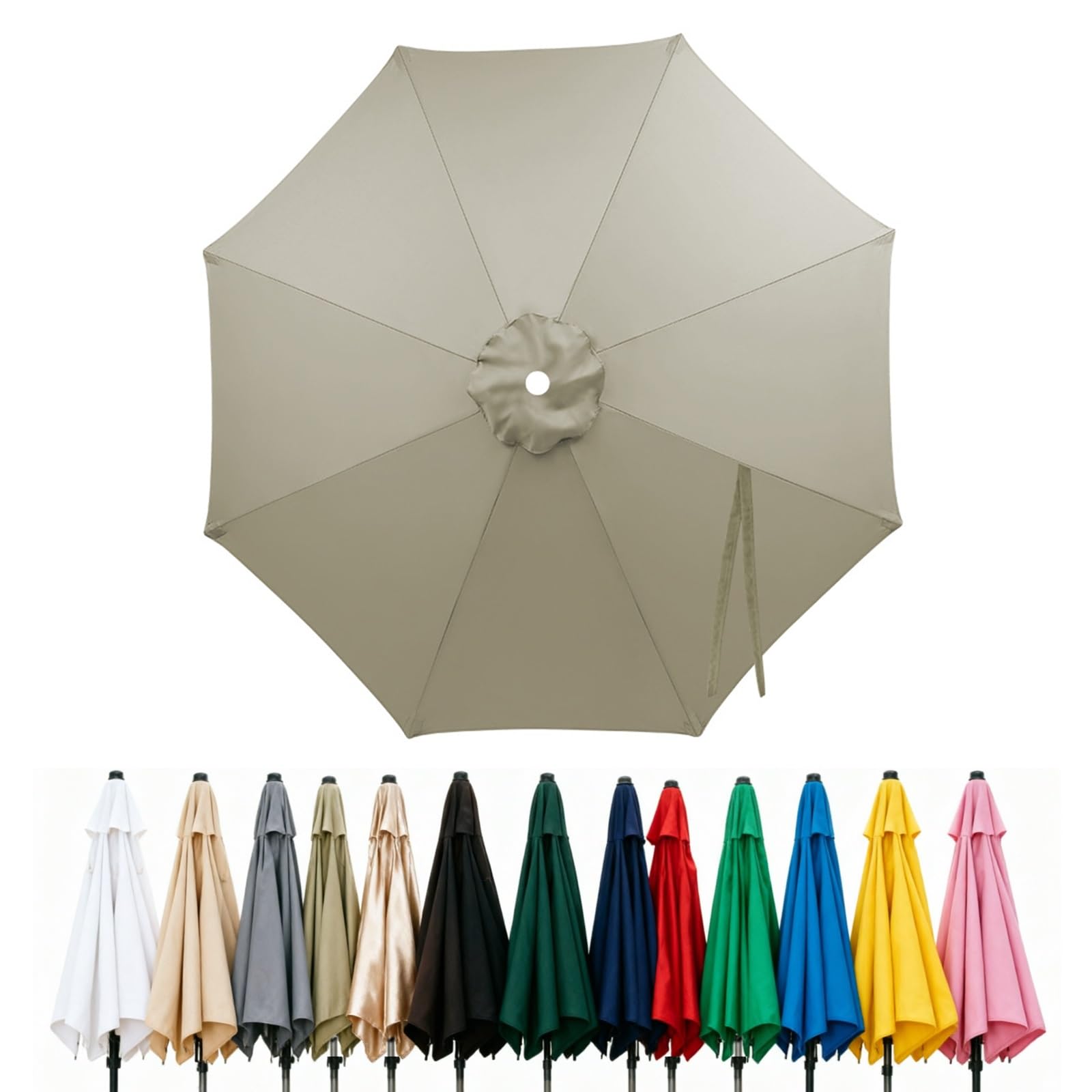 Fade Resistant Parasol Replacement Canopy for 6/8 Ribs, 2m 2.7m 3.0m 4m Garden Umbrella Cover, Waterproof UV30+ Patio Market Parasol Top (Fits Rib Length 112cm/148cm)(Champagne,(8Rib)215cm)