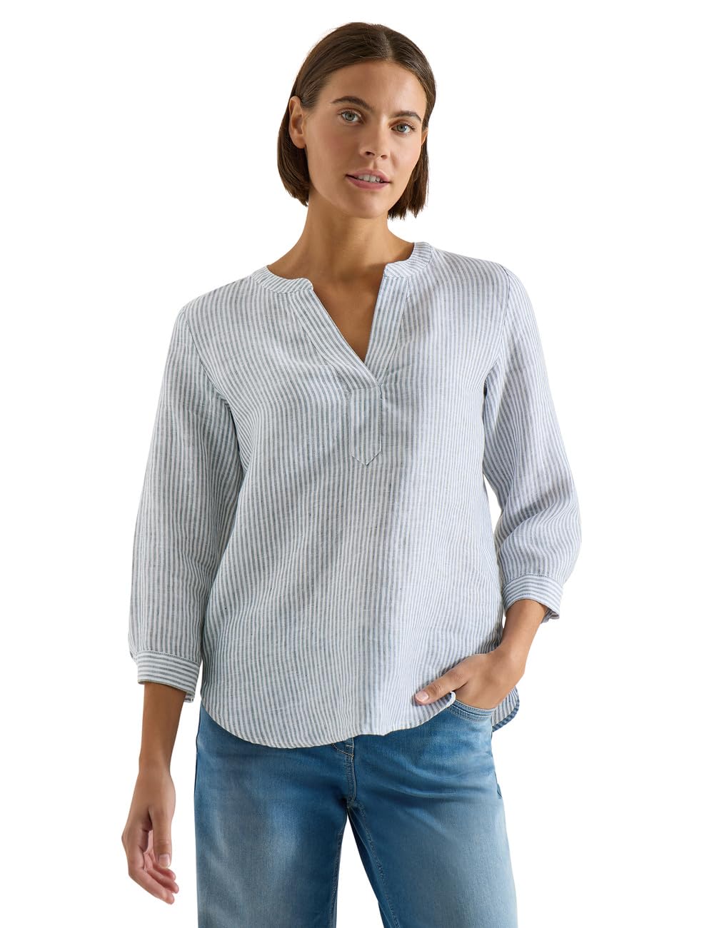 Cecil 3/4-Arm Bluse mit Split Neck aus Leinen
