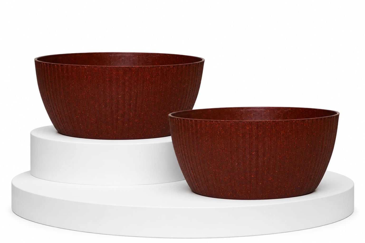 Harshdeep Bonsai Plant Pot - Geneva - Indoor Outdoor Home Balcony Garden Decorative Eco Friendly Bonsai Recyclable Plant Pot Round 13 Inch Made of Bamboo and Rice Husk Set of 2 (Red)