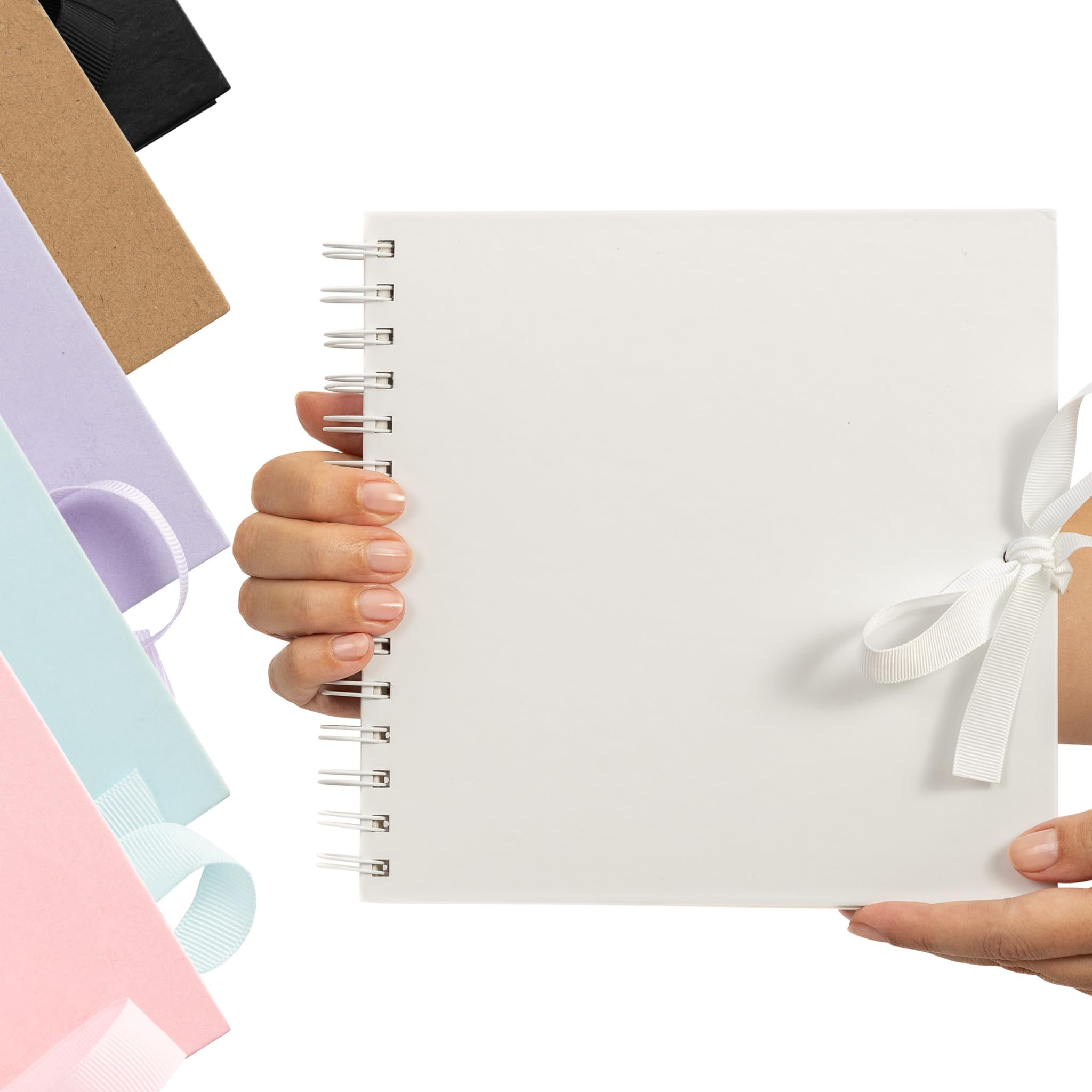 Evelay White Scrapbook Photo Album Spiral Bound For Wedding Couple Travel Memory Book With 40 Pages - Medium, 8 X 8" (White)