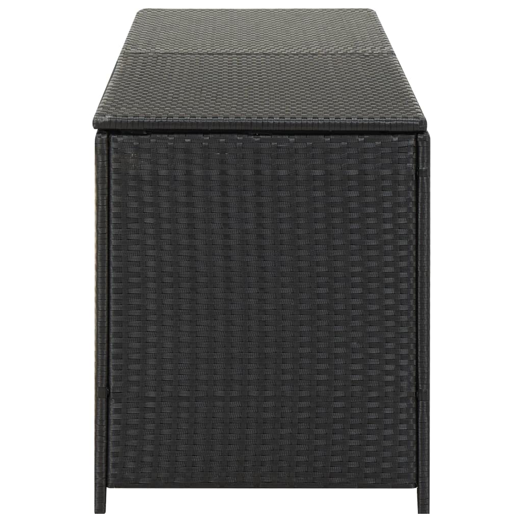 Coffre de Rangement Extérieur en Résine Tressée, Malle de Rangement Coffre à Coussins Pour Jardin Terrasse (Noir)