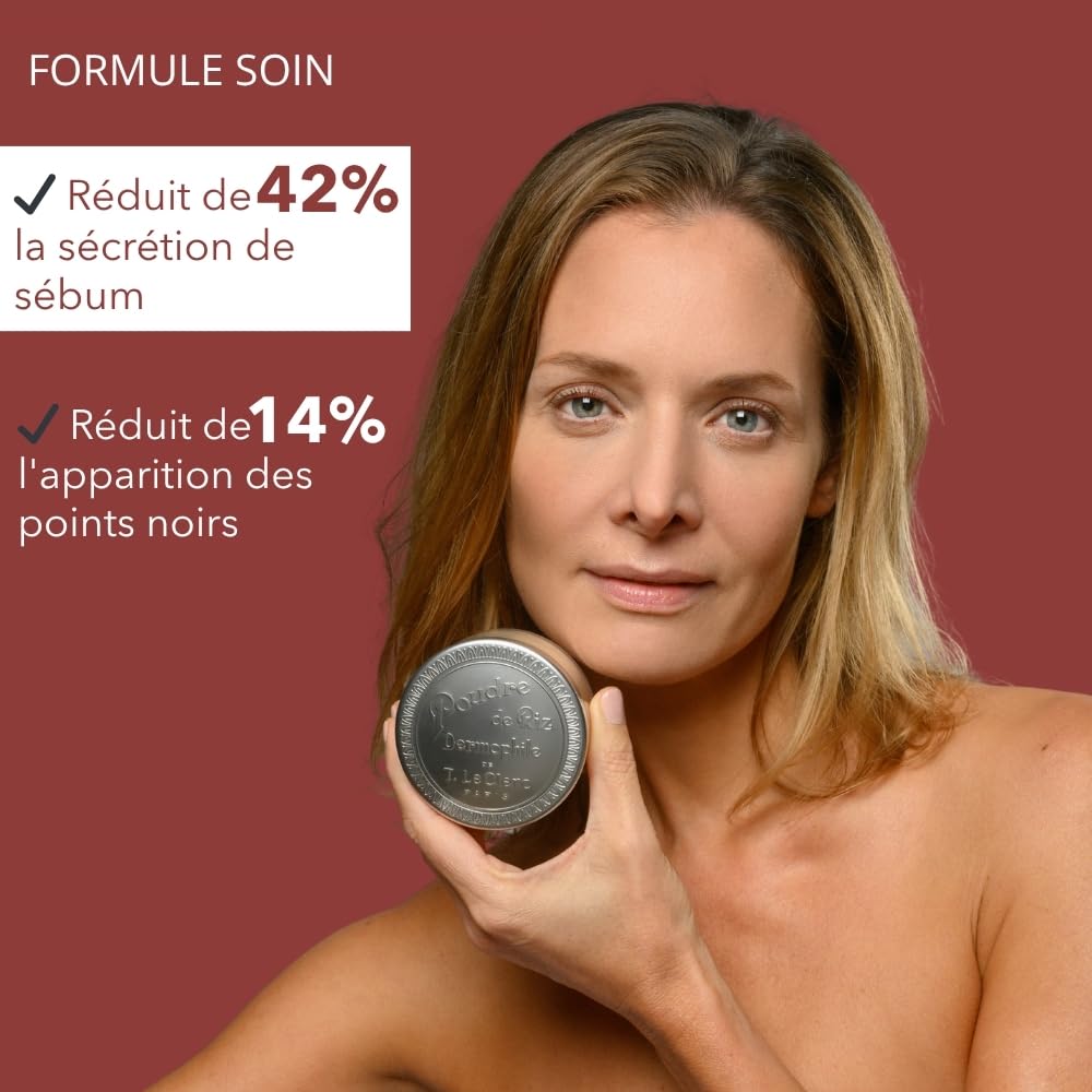 New T.LeClerc – Mattierendes freies Puder 05 Kamelien – 20 g – Reispulver für das Gesicht, langer Halt, mattierend, mattierend, Kontrolle des Glanzes – hergestellt in Frankreich, vegan