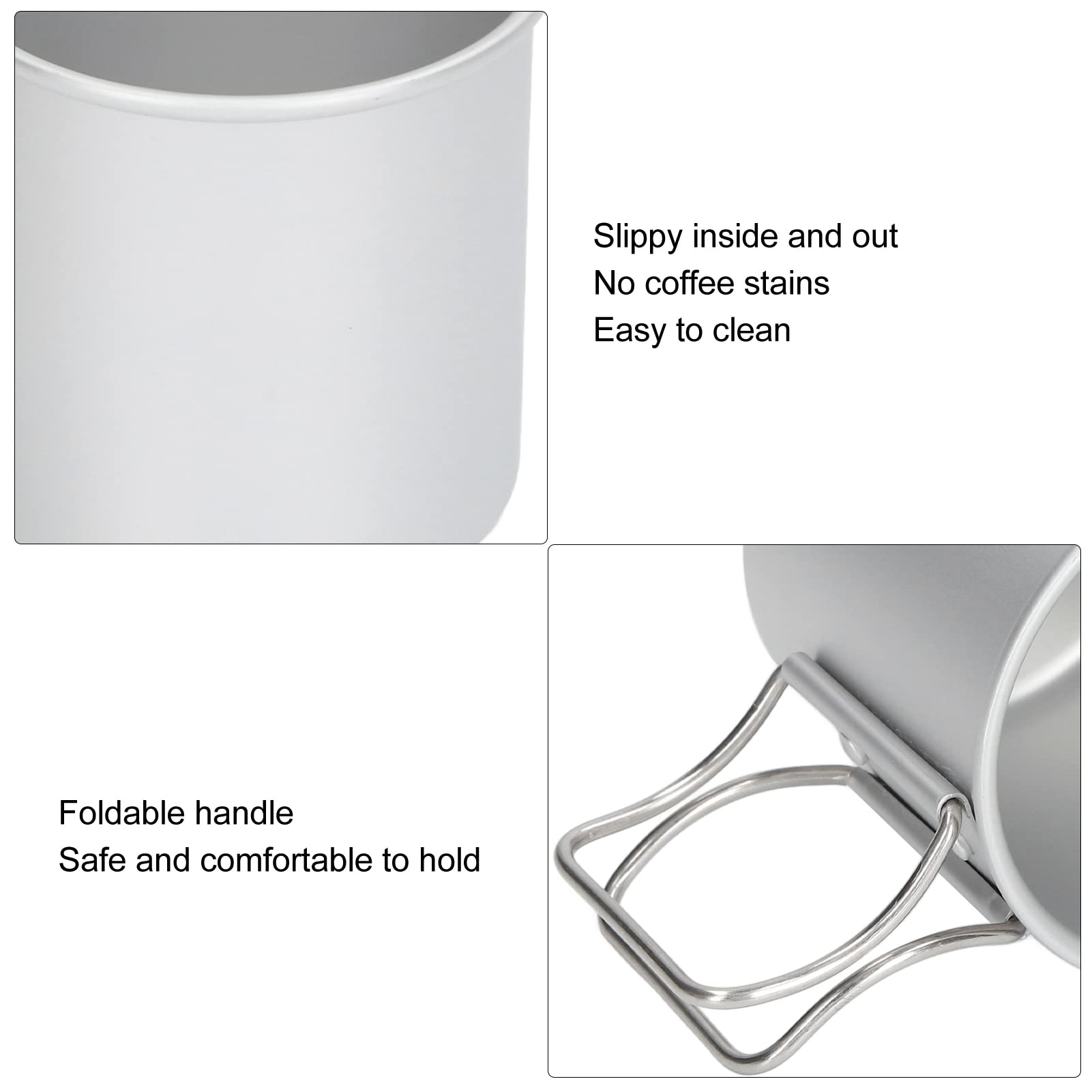 Camping Coffee Mug Lightweight,Titanium Cup,Camping Cup Aluminum Oxide Safe Ultra Light High Strength Picnic Water Mug with Foldable Handle for Outdoor Drinkware, titanium cup coffee mug camping