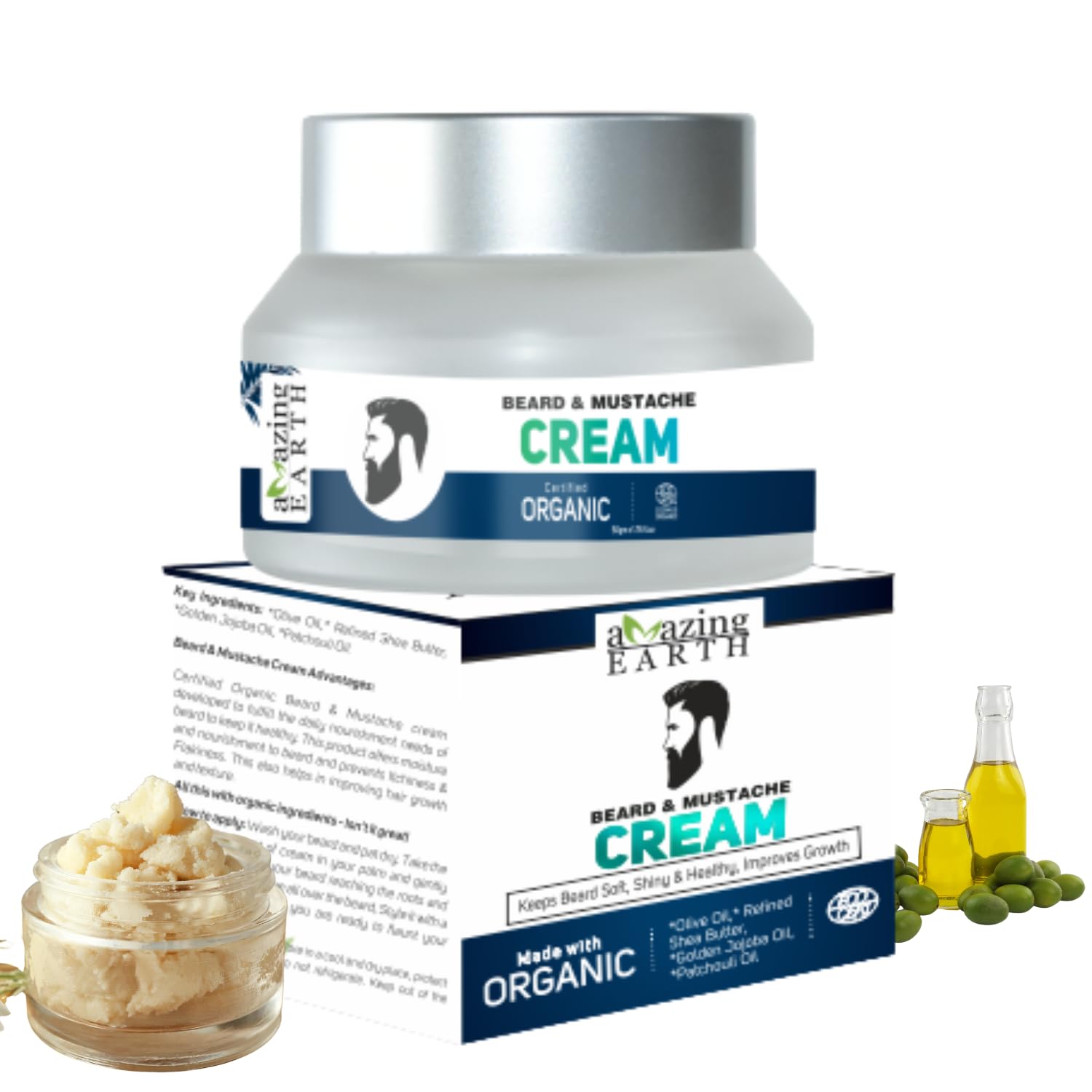 See full amazon price history chart for AMAzing EARTH Certified Organic Beard Mustache Cream for Men - 100% Natural, Shea Butter, Olive, Patchouli & Godel Jojoba Oil, Beard Hair Growth, Sulphates & Parabens Free and Cruelty Free, 50gm AMAzing EARTH Certified Organic Beard Mustache Cream for Men - 100% Natural, Shea Butter, Olive, Patchouli & Godel Jojoba Oil, Beard Hair Growth, Sulphates & Parabens Free and Cruelty Free, 50gm (B0847NX7VY) Amazon Price History, Amazon Price Tracker