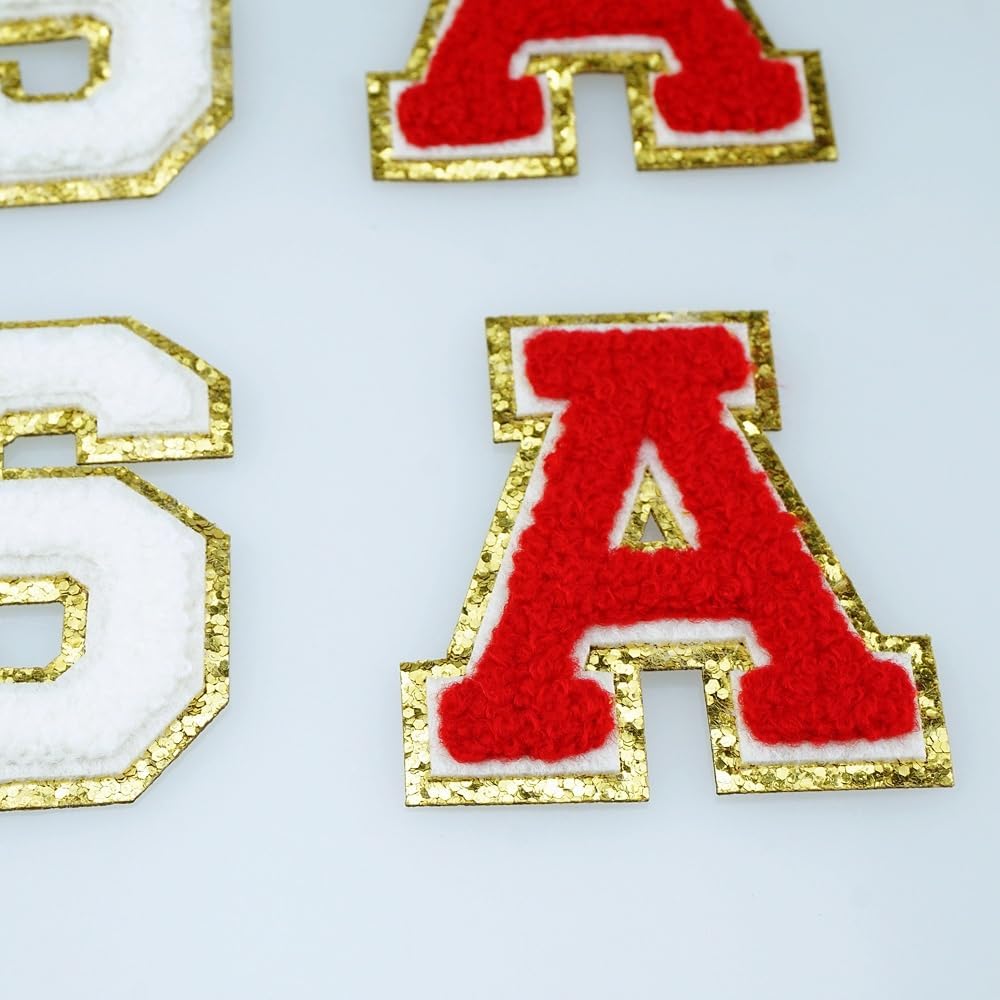 2.17 inch 9 PCS USA Patches Patriotic Patch Red Blue White Chenille Letter Embroidered Iron On for Clothing Bags