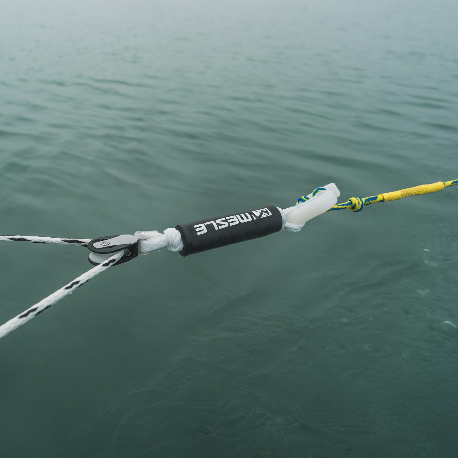 MESLE Schleppdreieck Pulley DLX 2 Personen, selbstzentrierend, XXL lang, extra Schwimmer, Quick-Connect-Haken, Rope Keeper