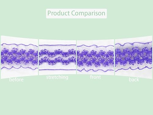 Miniatura 3 de 84 yardas de colores surtidos Doulbe Wave Ruffle Organza Trim elástico Craft Lace 1 pulgada Trim Banda de encaje elástico Ropa y ropa para DIY,