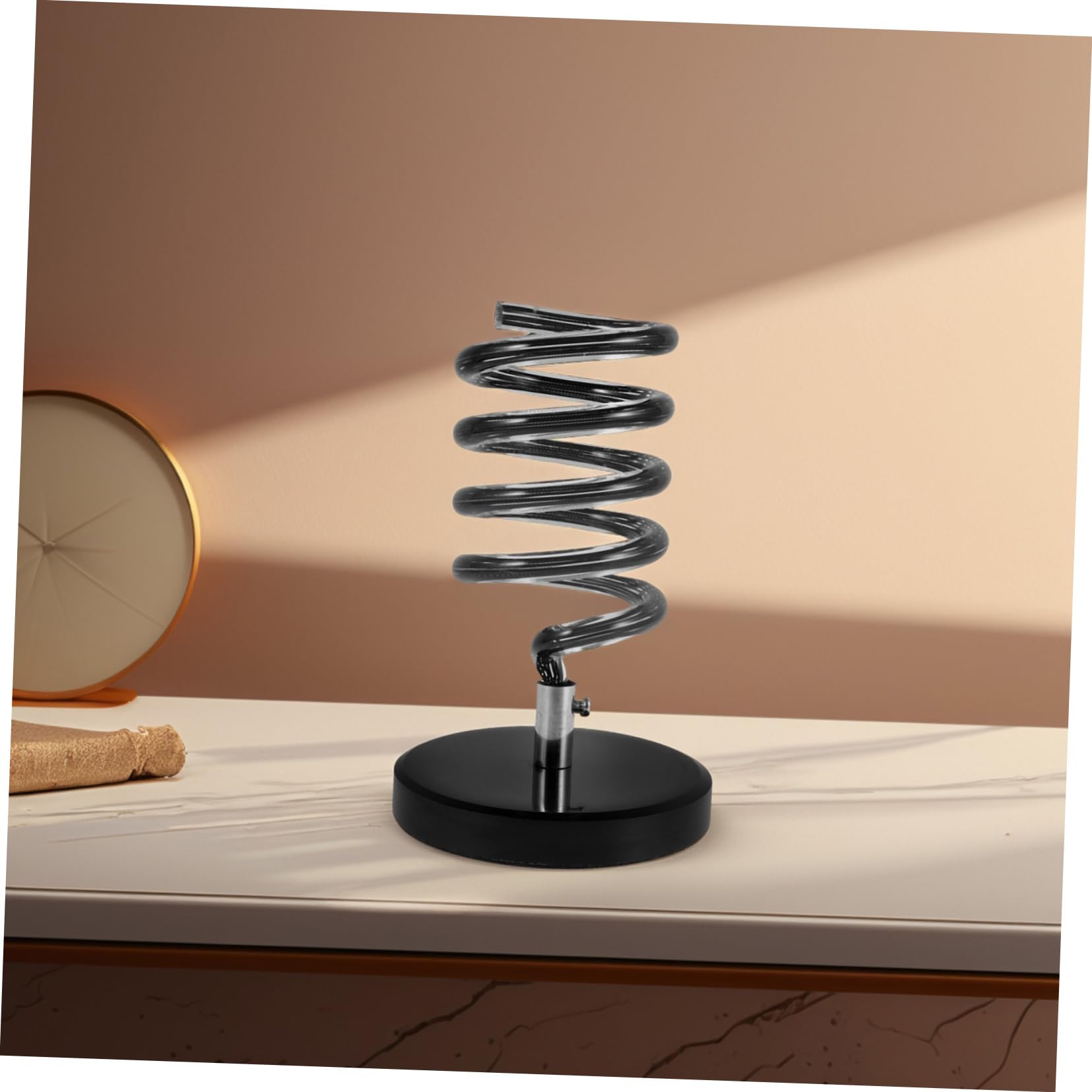Beavorty Supporto per Asciugacapelli a Spirale in Marmo Nero, Organizer da Banco per Salone e Bagno, senza Foratura, Design Elegante