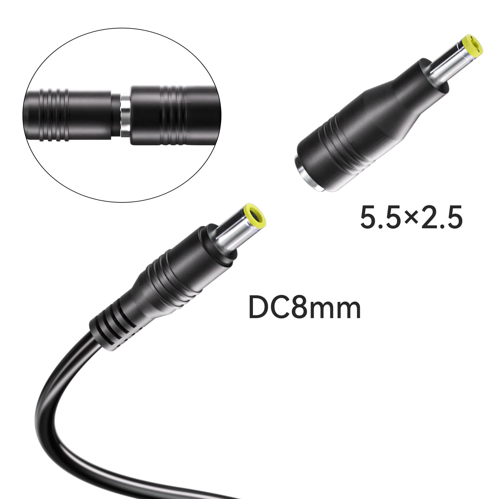 Goupchn Conector de panel solar a DC 8 mm Cable de extensión adaptador 16 AWG con adaptador de CC 5.5 mm x 2.5 mm para estación de energía de respaldo portátil GZ, generadores solares 6 pies