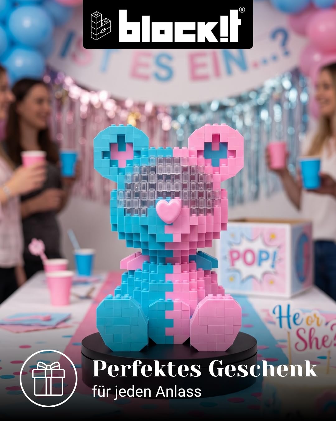 block!t Future Bear - Juego de bloques de sujeción 3D con LED dual, símbolo de esperanza y nuevos caminos, regalo significativo para adultos y niños