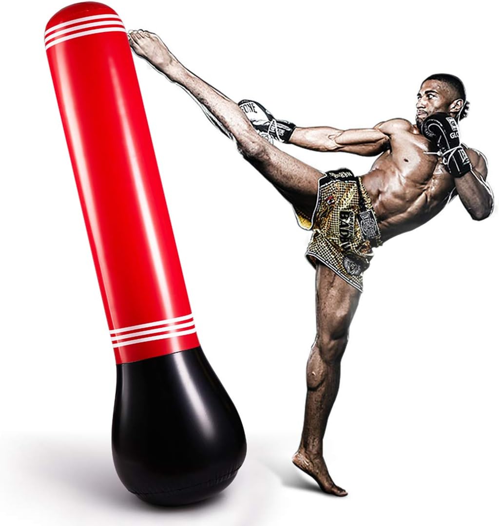 Inflatable Punching Bag for Adults, Indoor Boxing Punching Bag for Kids,Women with Stand，Boxing Punching Kick Training Bag for Relieving Pressure Red
