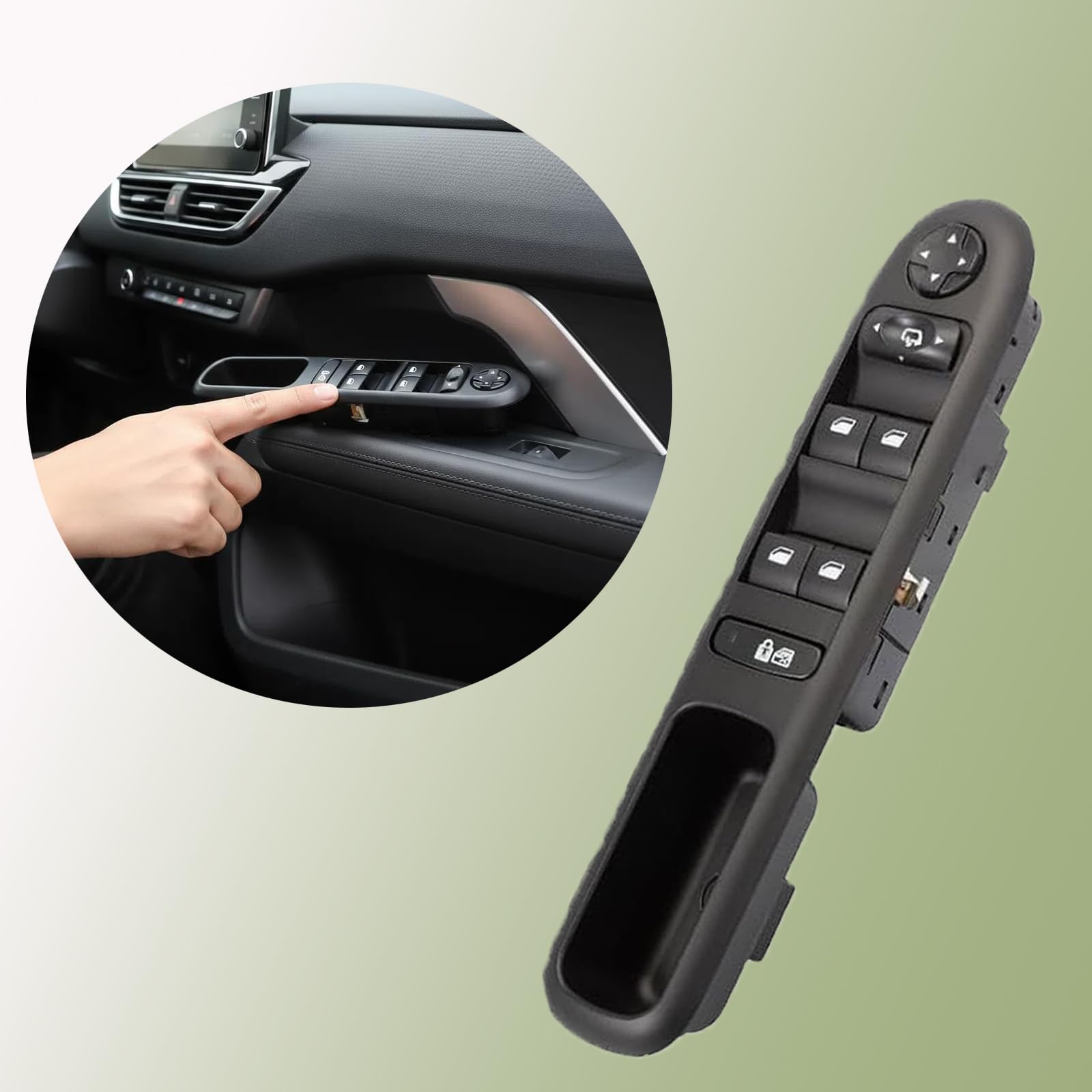 Commande de la vitre avant gauche | (avec fonction de rabattement des rétroviseurs) Pour Peugeot 3008(2009-2015), 5008 (2009-2016). 96650621ZD.
