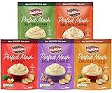 Idahoan Perfect Mash Potato Variety Pack of 5 x 109g - Instant Mashed Potato Butter & Herb, Buttery, Bacon & Cheese, Roasted Garlic, Cheddar Cheese Mashed Potaoes Cooks in 1 Minute Ready To Eat