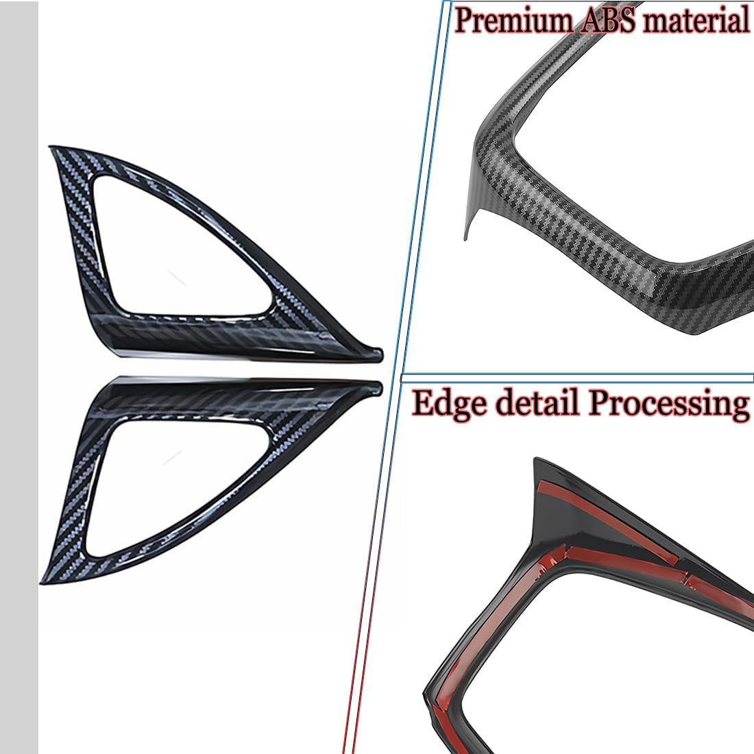 2PCS Car Door Window A Pillar Speaker Cover Trim Frame for Kia Forte 2019-2024 - ABS Carbon Fiber Sport Interior Accessories