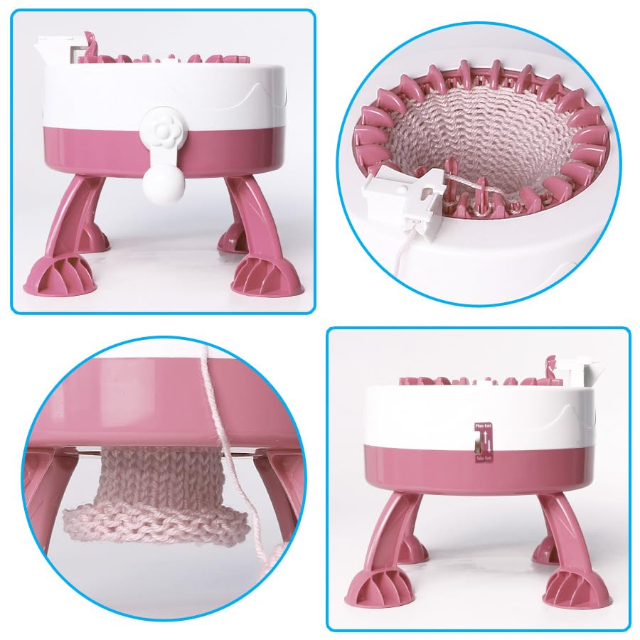 Primechoice 22-Needle Smart Knitting Machine | Rotating Double Loom Knitting Board for DIY Wool Projects | Hand Crank Weaving Tool for Adults & Kids (Knitting Toy for Beginners) (Multicolor)