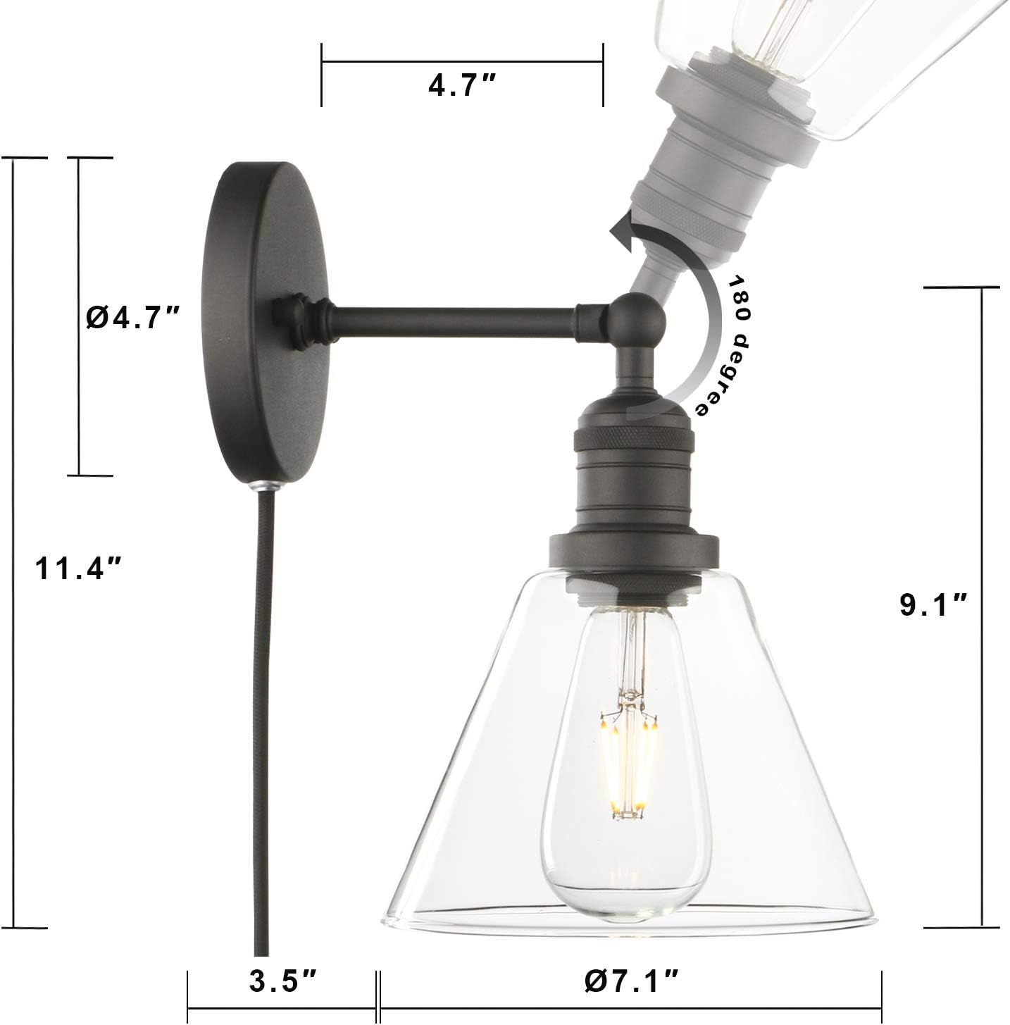 Amazon Crazy π₯ Deals Phansthy Matte Black Vanity Light Industrial Wall Sconce with Switch Plug in Sconce with 7.1 Inches Conce Light Shade(Matte Black) π₯ Cashback up to 70% Phansthy Matte Black Vanity Light Industrial Wall Sconce with Switch Plug in Sconce with 7.1 Inches Conce Light Shade(Matte Black)