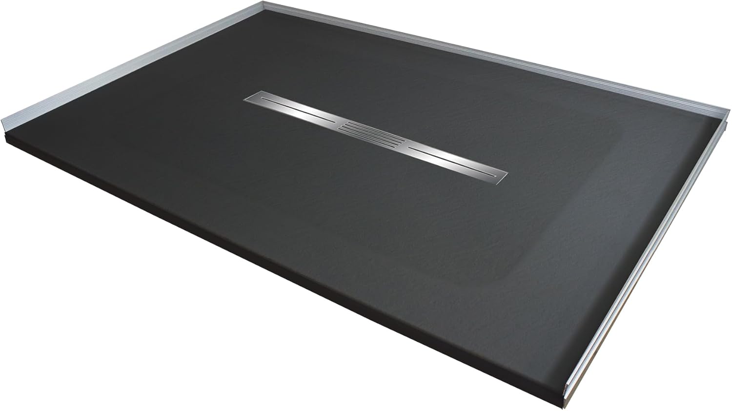 Transolid FZS4836C-09 Trimslate 48-in x 36-in Zero Threshold Shower Base with Center Drain, Black
