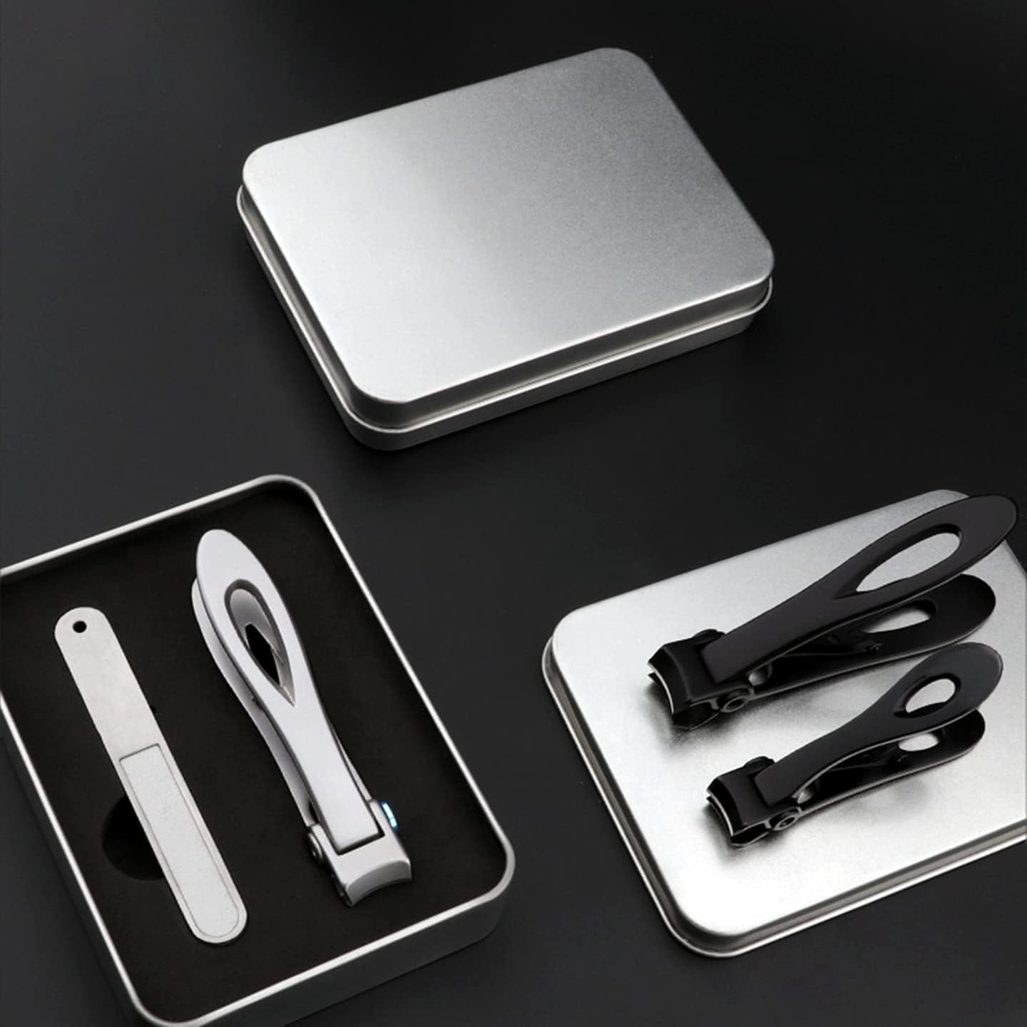 Nail Clippers Nippers Big Opening for Thick Stainless Steel Cutter Toenail Fingernail Manicure Trimmer Tools EDC (Black 2-pcs Set(L)) : Beauty & Personal Care