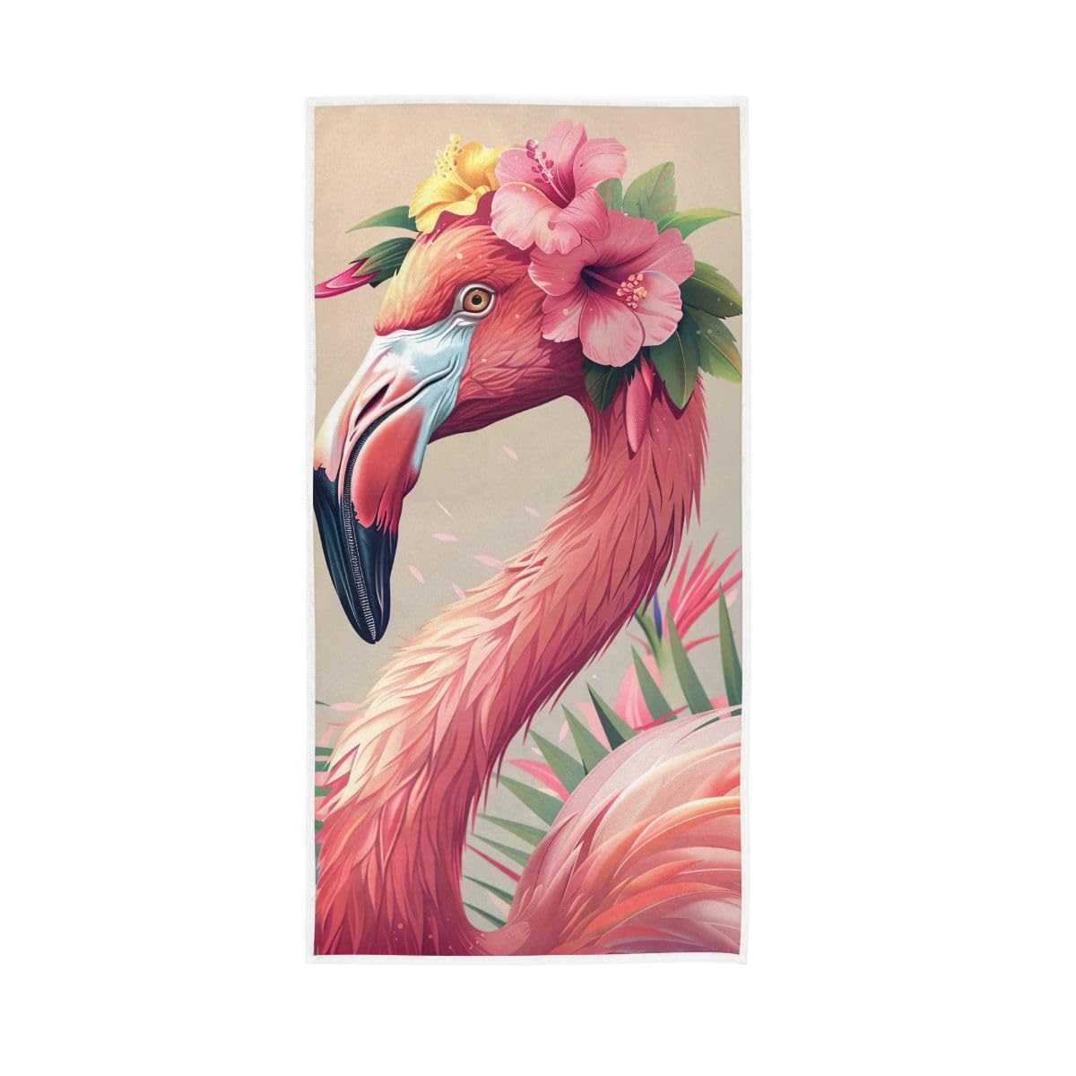 LSRCPD Pink Flamingo with Tropical Flowers Hand Towels, 15 x 30 Inches, Soft Highly Absorbent Towels for Bathroom Gym Hotel
