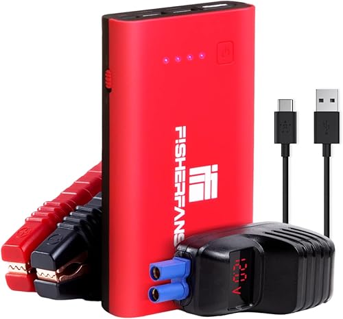 Jump Starter, FISHERFANS 1000A Peak Car Battery Booster Pack Up to 7.0L Gas5.5 Diesel Engines Portable Car Battery Starter with Smart Jumper Cables