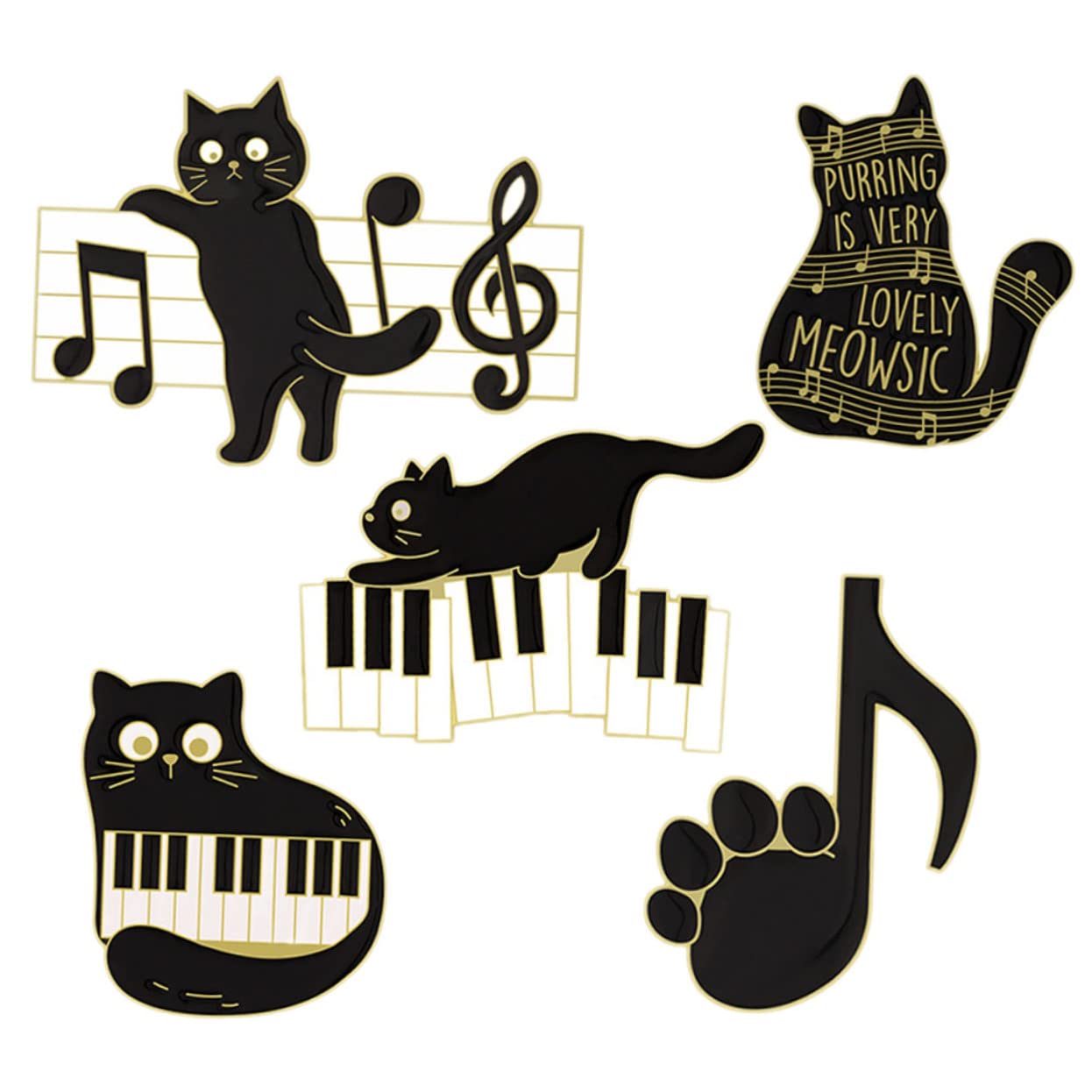 Healvian Spilla Corpetto Spillo Perni Spilla Con Animali Carino Spille Distintive Pin Per Gatto Vestiario Spilla Per Abbigliamento Smalto Musicale A Tema Black Lega