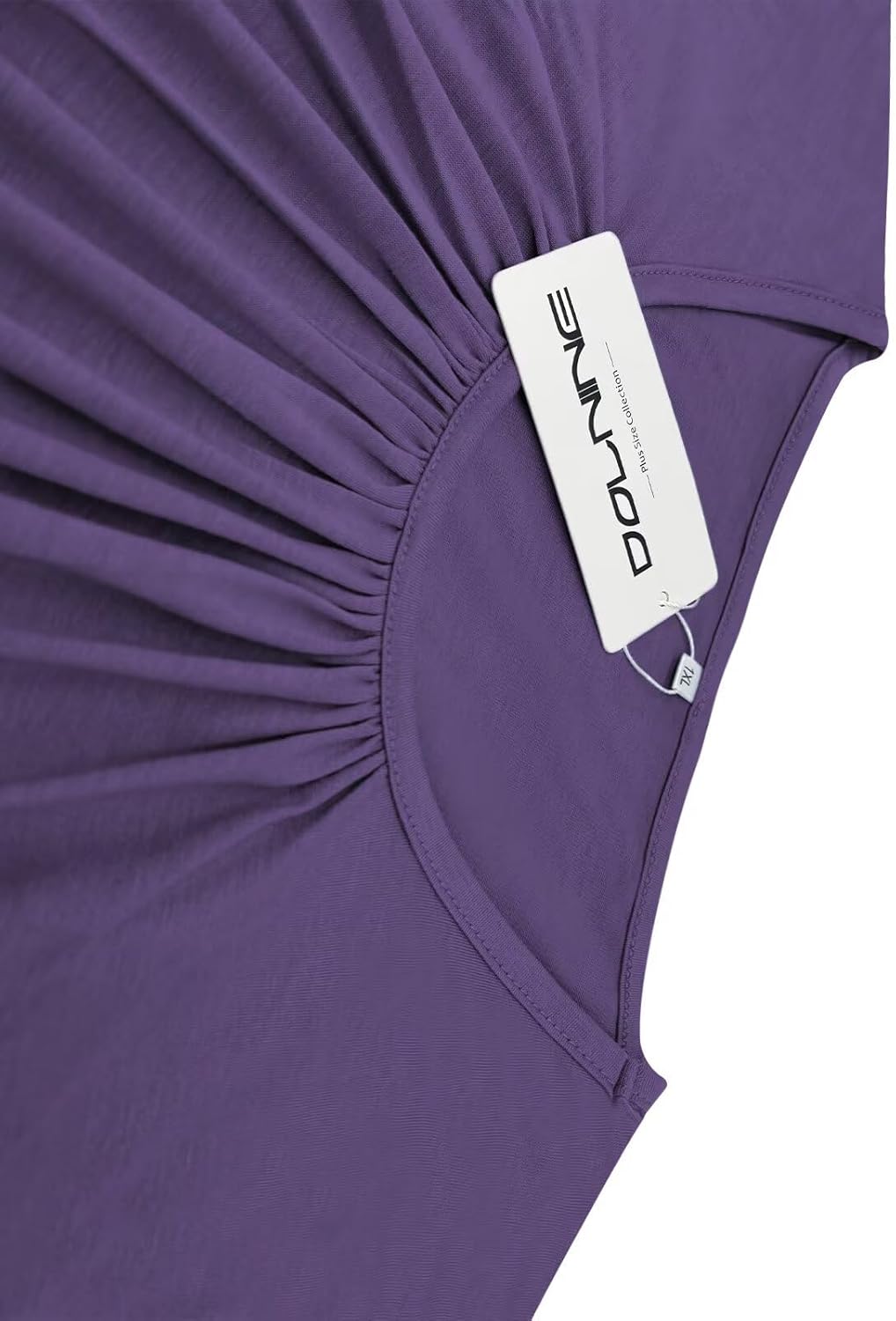 DOLNINE Plus-Size-Tops for Women Casual Crewneck Shirts Basic Long Sleeve Tee Tunics Trendy Pleated Blouses XL-5XL - Image 5