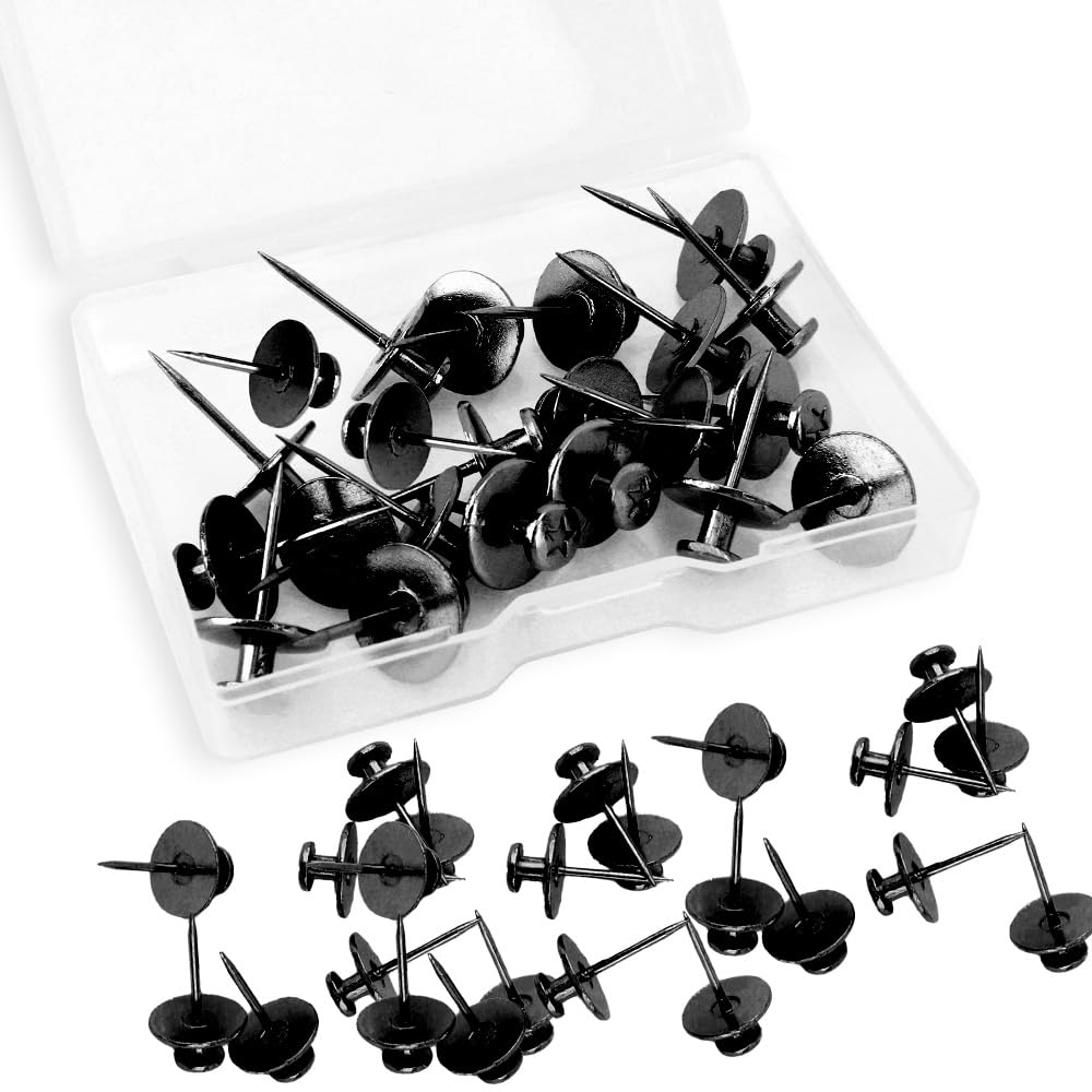 30 Robuste Reißzwecken Aus Metall – Schwarz, Doppelköpfig, Zum Aufhängen Von Bildern, Postern & Deko