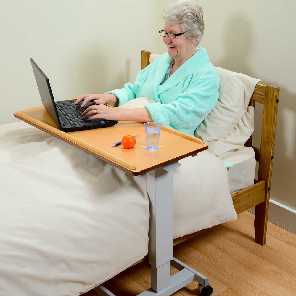 Nrs Healthcare Easylift Overbed/Over Chair Table Beech N43553 - Standard Base, Extra Low