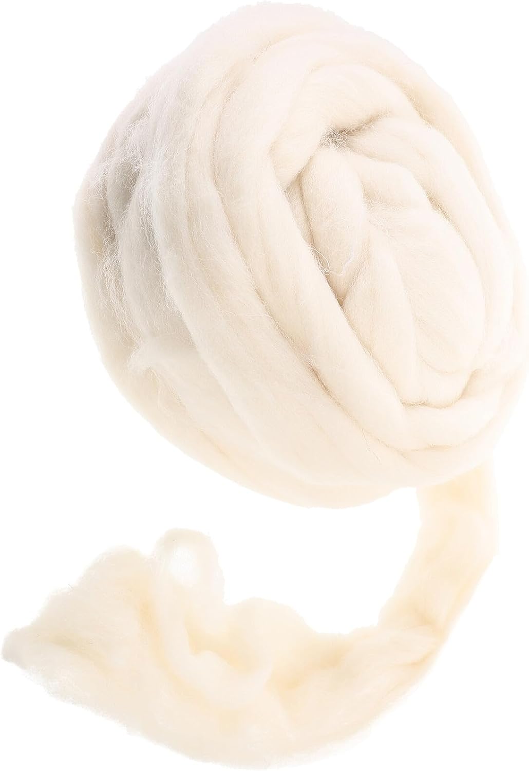 White Wool Roving for Needle Felting, 200g Craft Fiber Bundle