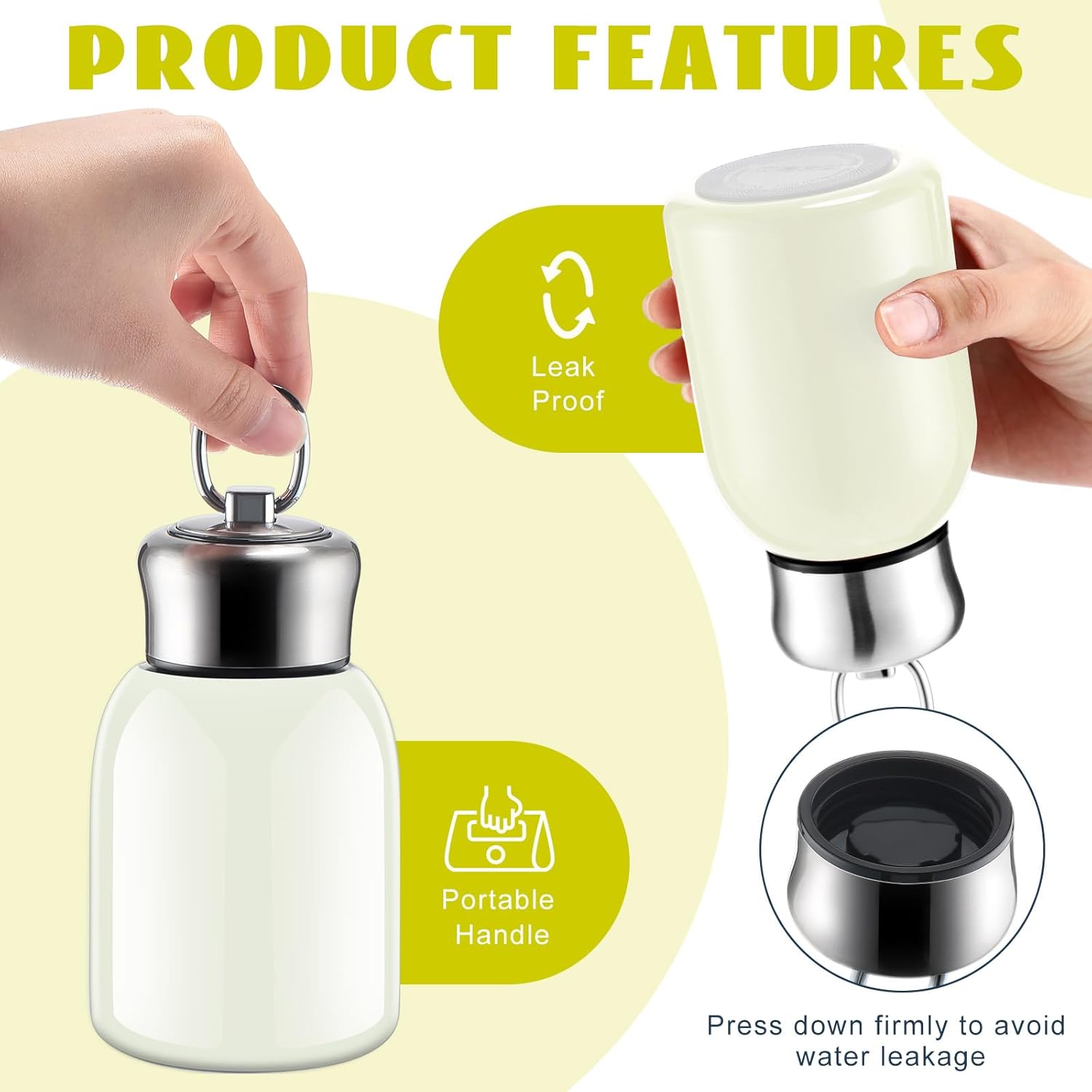 Mifoci 1 Pcs 10oz Mini Water Bottles Stainless Steel Slim Insulated Thermal for Hot Cold Drink Thermal Small Vacuum Portable Water Bottle for Women Gifts Travel Camping Hiking (White) - Image 4