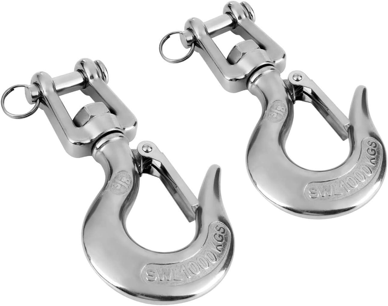 FineUwork Heavy Duty Stainless Steel Tow Hooks with Safety Latch,2204lb Safe Work