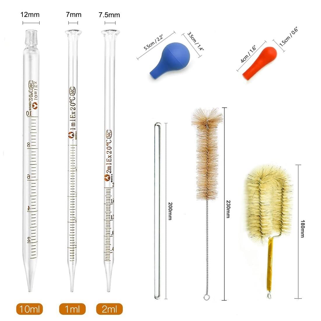 Set de Vasos de Precipitados de Vidrio - 3 Vasos de Medida Graduados 50ml 100ml 250ml con Pipetas, Cepillos, Varillas, Vidrio Borosilicato(1000ml)