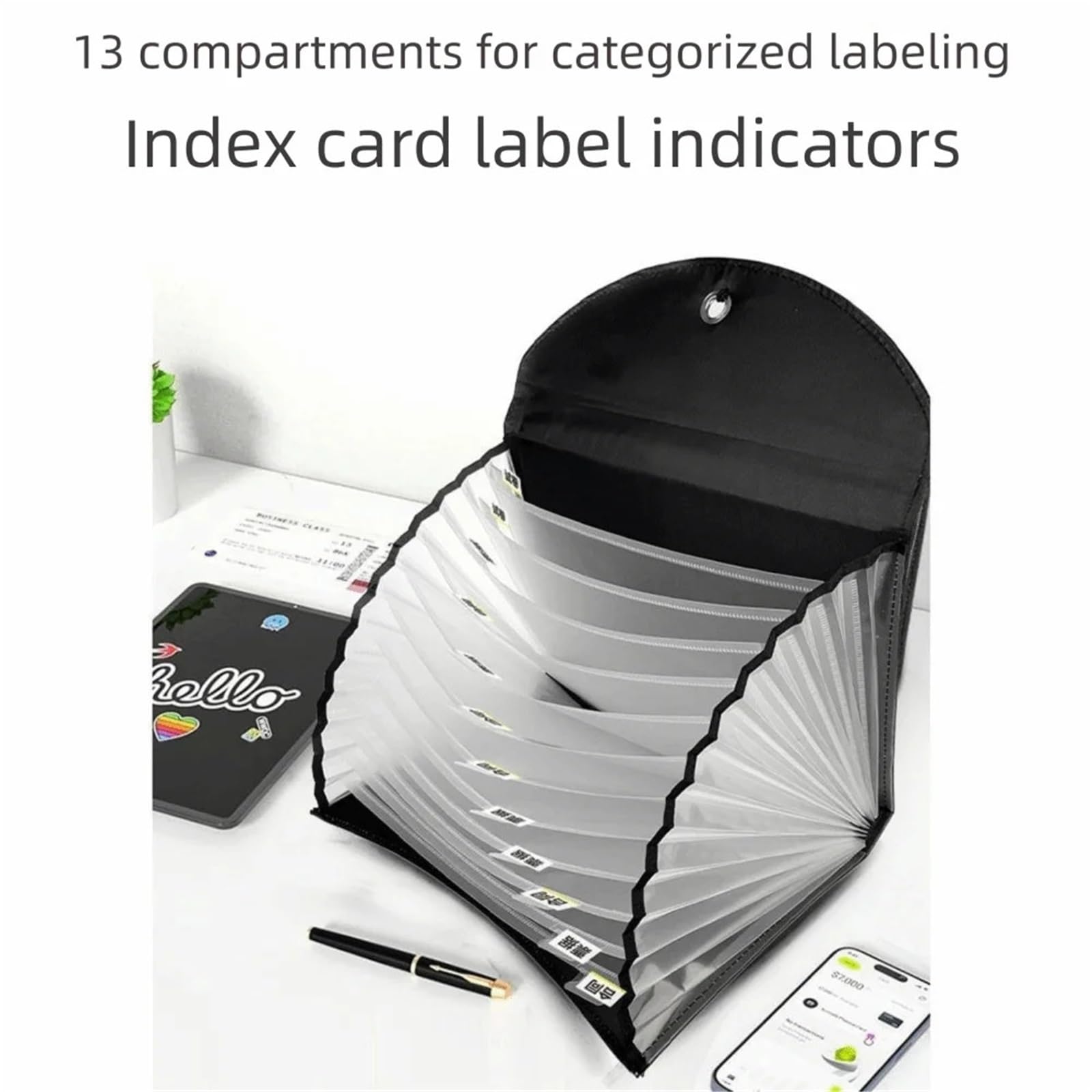 Borsa portadocumenti in pelle PU, formato A4, portadocumenti da disegno, organizer, busta | Black