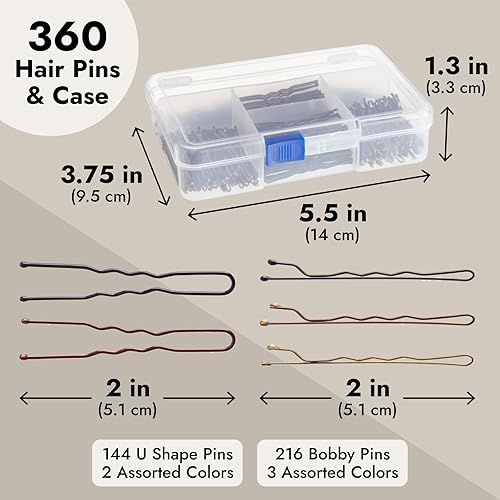 Miniatura 3 de Okuna Outpost Paquete de 360 horquillas para el cabello de 2 pulgadas con soporte transparente, juego a granel de horquillas en 2 estilos y 4