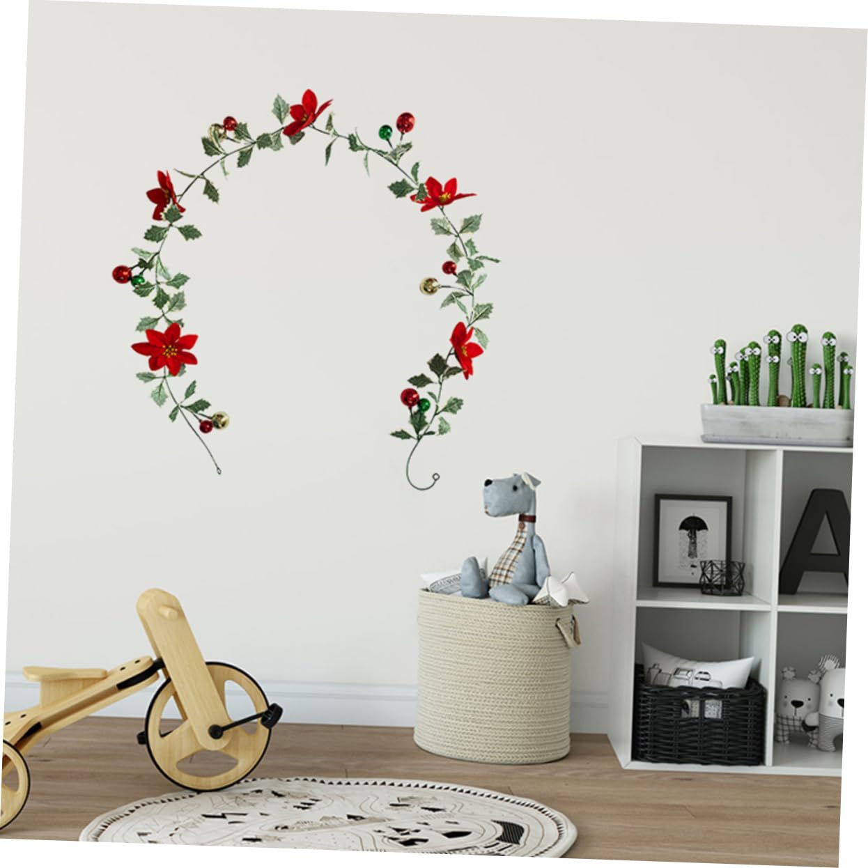 Cabilock 5 Piezas De Guirnaldas De Luces Verdes con Bastones Adornos De Hojas Relleno para Decoración De Puertas Coronas De Musgo Falsas Flores Artificiales De Ratán De Seda