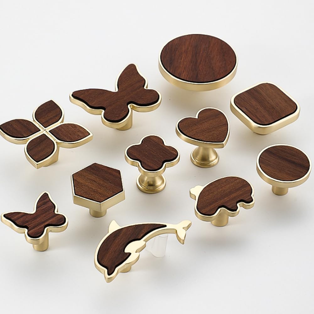 Confezione da 10 pomelli rotondi in noce, con foro singolo da 32 mm, base solida, adatti per cucine, cassettiere, armadi, cassettiere e mobili.