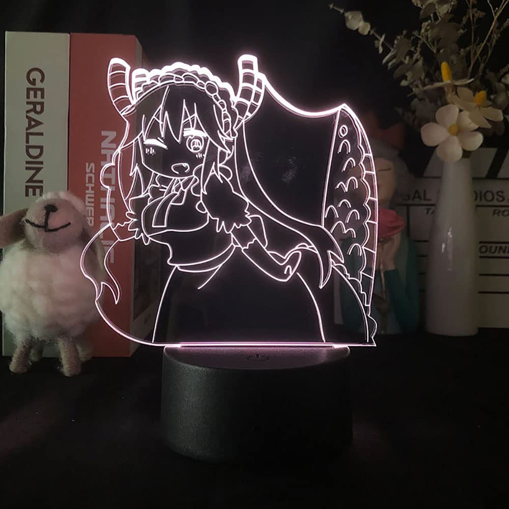 Anime Character Miss Kobayashi's Dragon Maid Toru 3d Night Light, Desk Decorative Lighting Kids Birthday Gift, Switchable Multiple Colors