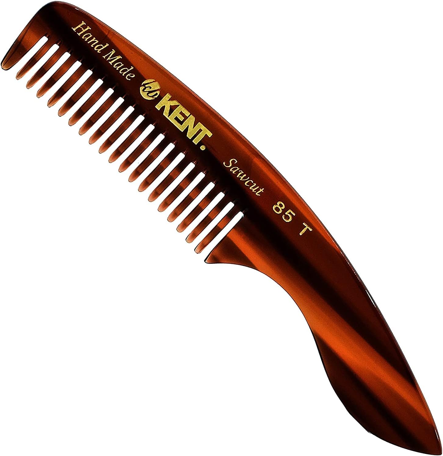 Kent Handmade Beard and Mustache Pocket Comb | Compact Size with Longer Ergonomic Handle for Precision Facial Grooming | Ideal for Detangling and Smoothing | Rounded Teeth to Protect Skin, 85T