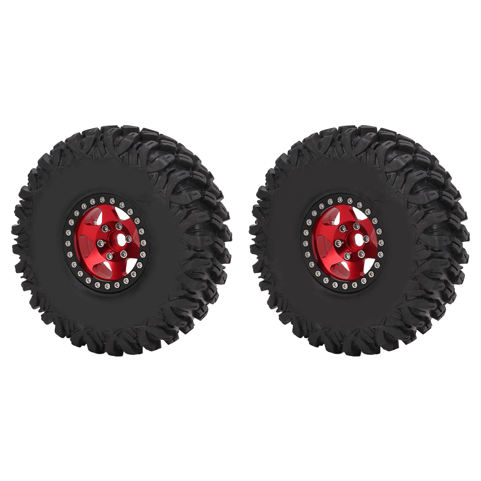 EMUKOEP Neumático de Plástico de Alta Resistencia Al Desgaste, 1,9 Pulgadas y 120mm para Coche Teledirigido 1/10, Excelente Agarre y Durabilidad, 2 Unidades por Juego (Rojo Negro)