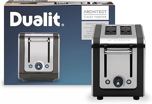 Miniatura 10 de Dualit Design Series 2 - Tostadora de rebanadas  Acero inoxidable pulido con ribete negro  Ranuras extra anchas - Función de mirada y pop -