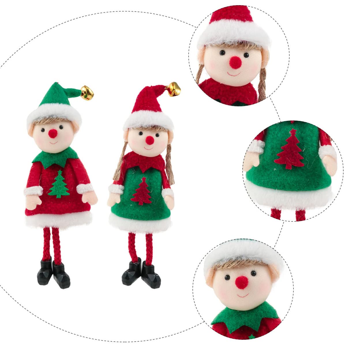 MAGICLULU 8 Sätze 8 Sets Weihnachtsbaum Anhänger Stofffigur Süße Baumdekoration Elfen Zwerge Ornamente Miniatur Engel Puppen Tierplüsch Gefüllter Vliesstoff Bunt 2 2 Stück * 8