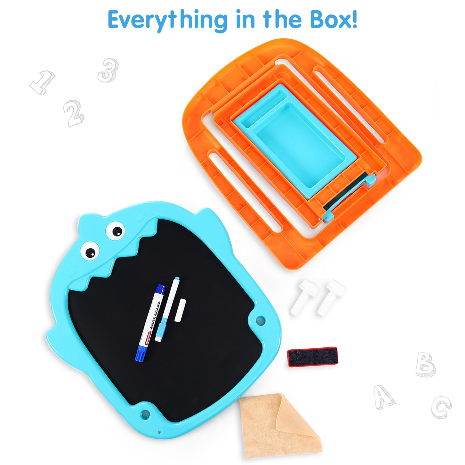 Intelliskills Premium Double-Sided Tabletop Easel Board for Kids, Adjustable Writing Black & White Chalk Board with Duster, Chalk for Kids,Marker & Small Dusting Cloth,BIS Certified,2+Years,Ideal Gift - Image 3 thumbnail