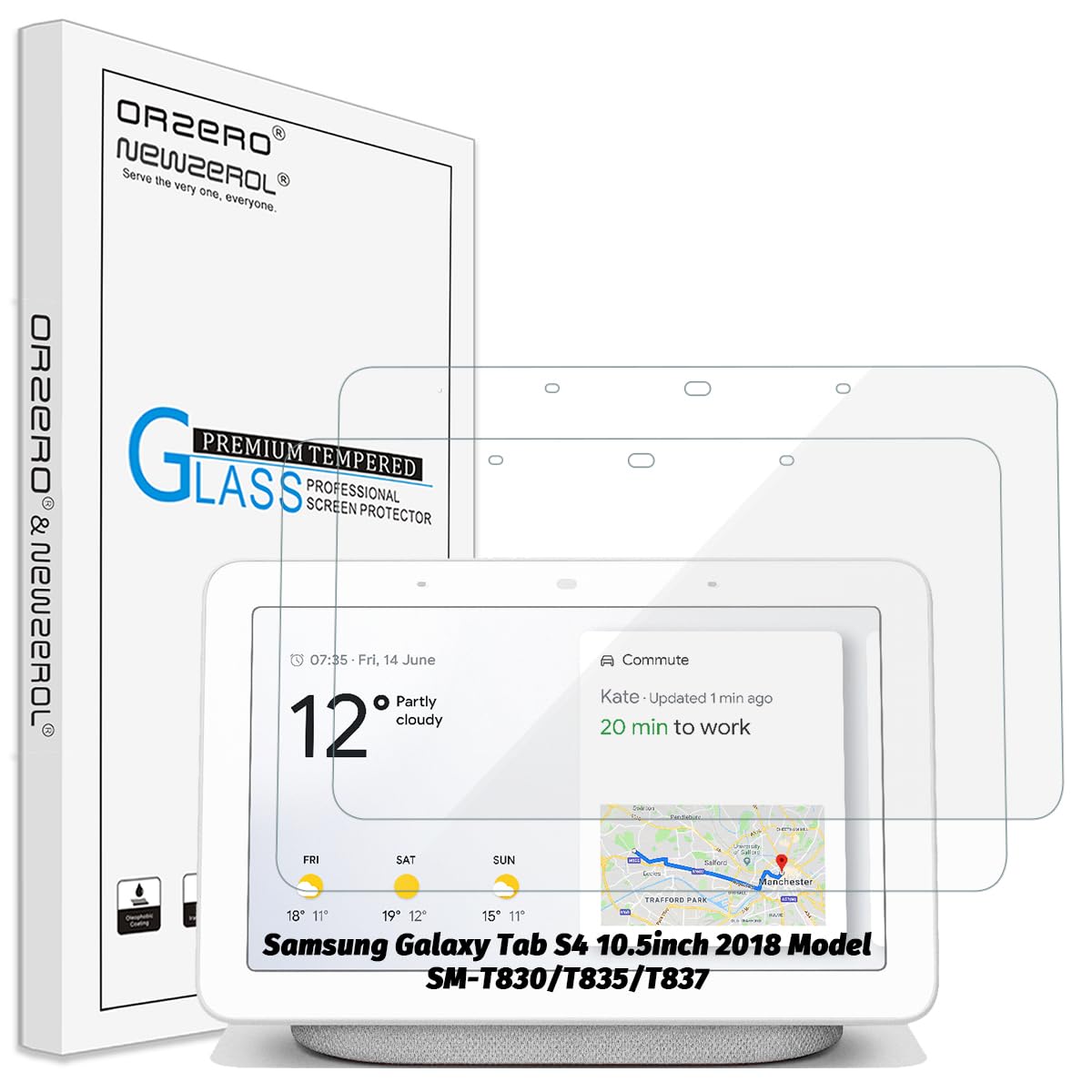 Orzero (2 Pack) Tempered Glass Screen Protector Compatible for Google Home Hub/Nest Hub 7 Inch, 9 Hardness HD Anti-Scratch Full-Coverage