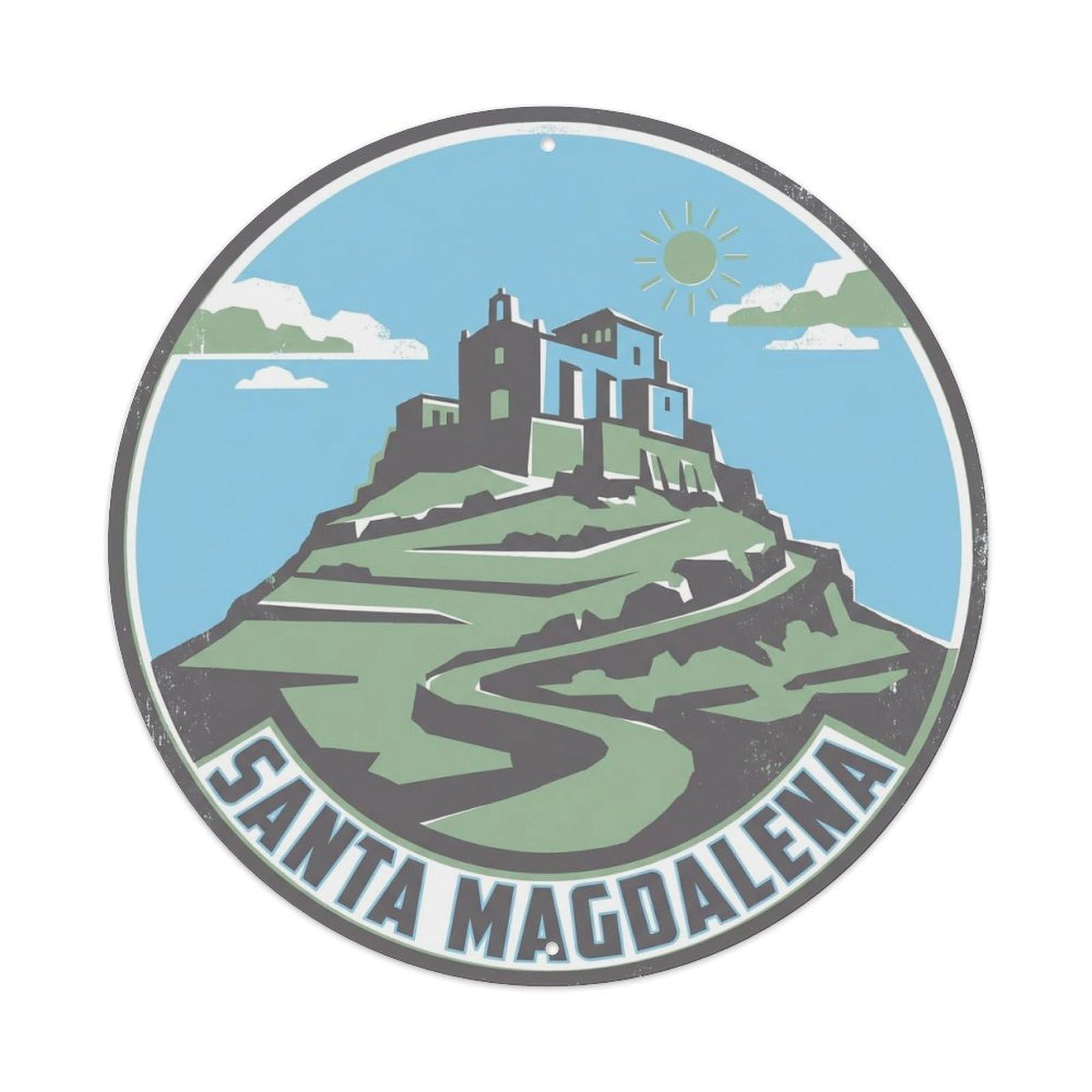 Olhnbad Style Santa Magdalena Hermitage Mallorca Historic Landmark Metal Tin Sign