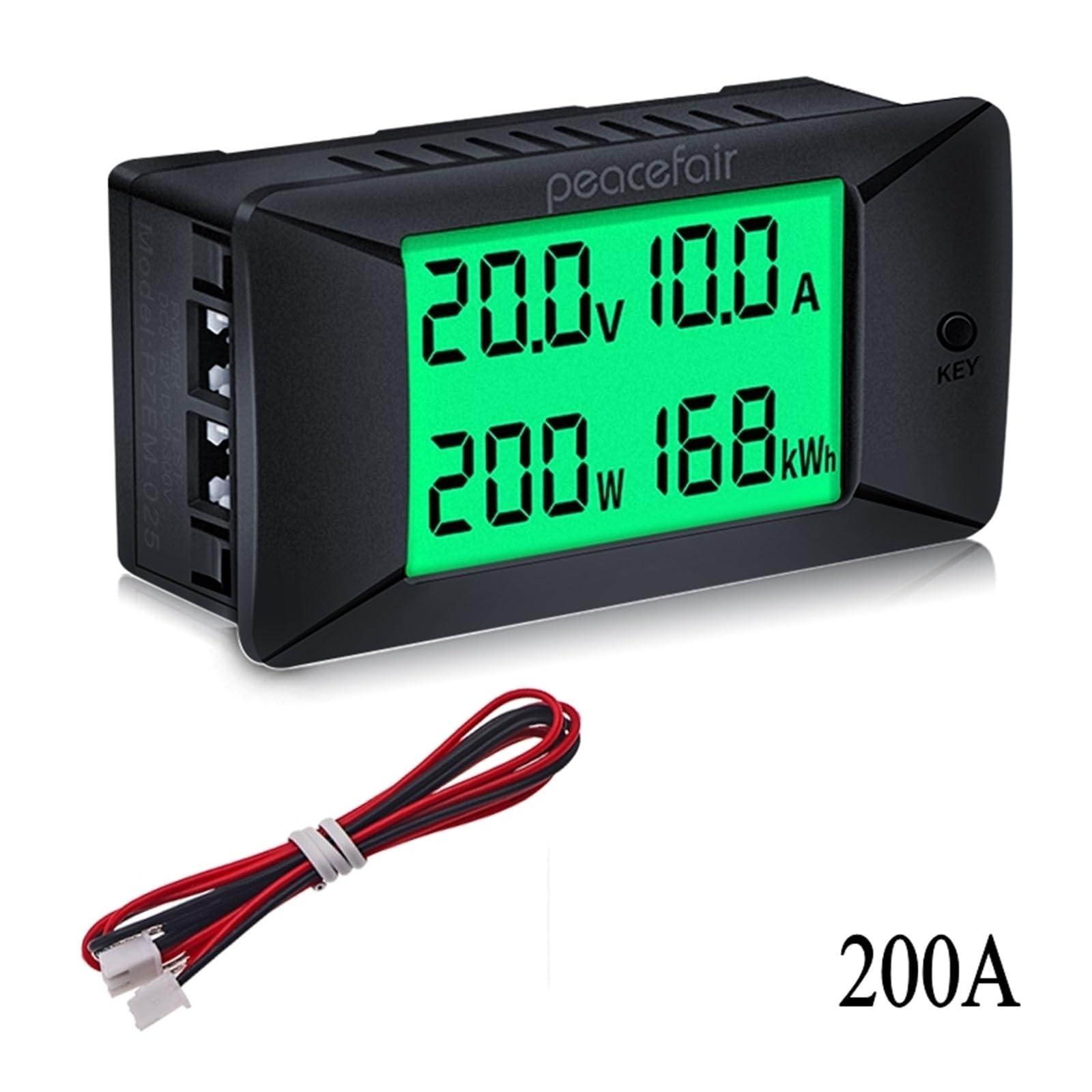 Voltmetro e amperometro per Auto da 0-300 V CC 300 A, Tester per batterie Auto, misuratore di energia elettrica, Tensione e Potenza, Monitor 12 V, 24 V, 48 V, 96 V, shunt，PZEM025 300A