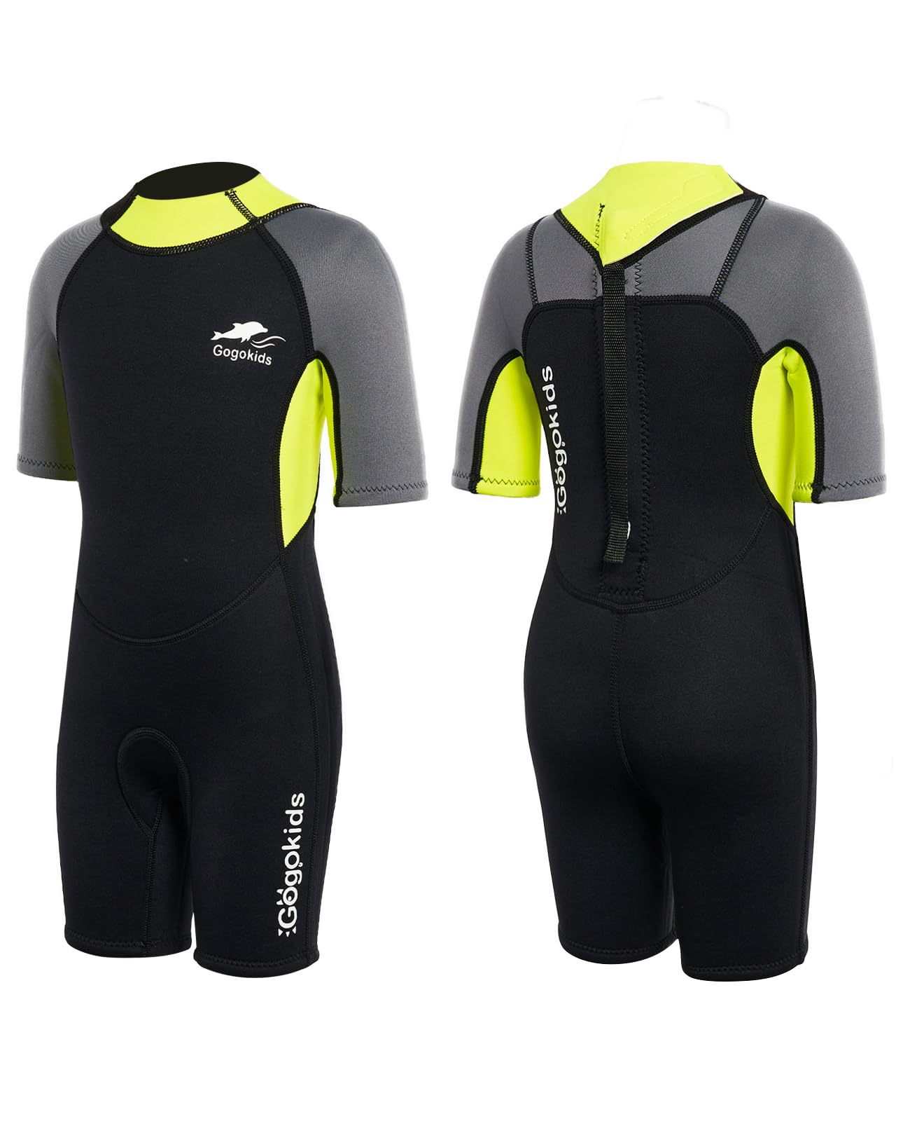 Gogokids Shorty Neoprenanzug Kinder, 2,5mm Neopren Thermo Kurze Nassanzüge mit Rückenreißverschluss, UV-Schutz Neoprenanzüge für Jungen Mädchen 3-10 Jahre zum Schwimmen, Surfen, Tauchen