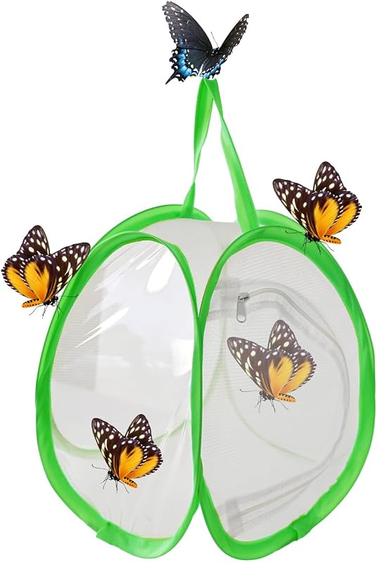 ZRNCRKY Butterfly Habitat Cage, Collapsible Insect Mesh Cage, Portable Insect Butterfly House with Zipper Garden Gifts(1pcs)