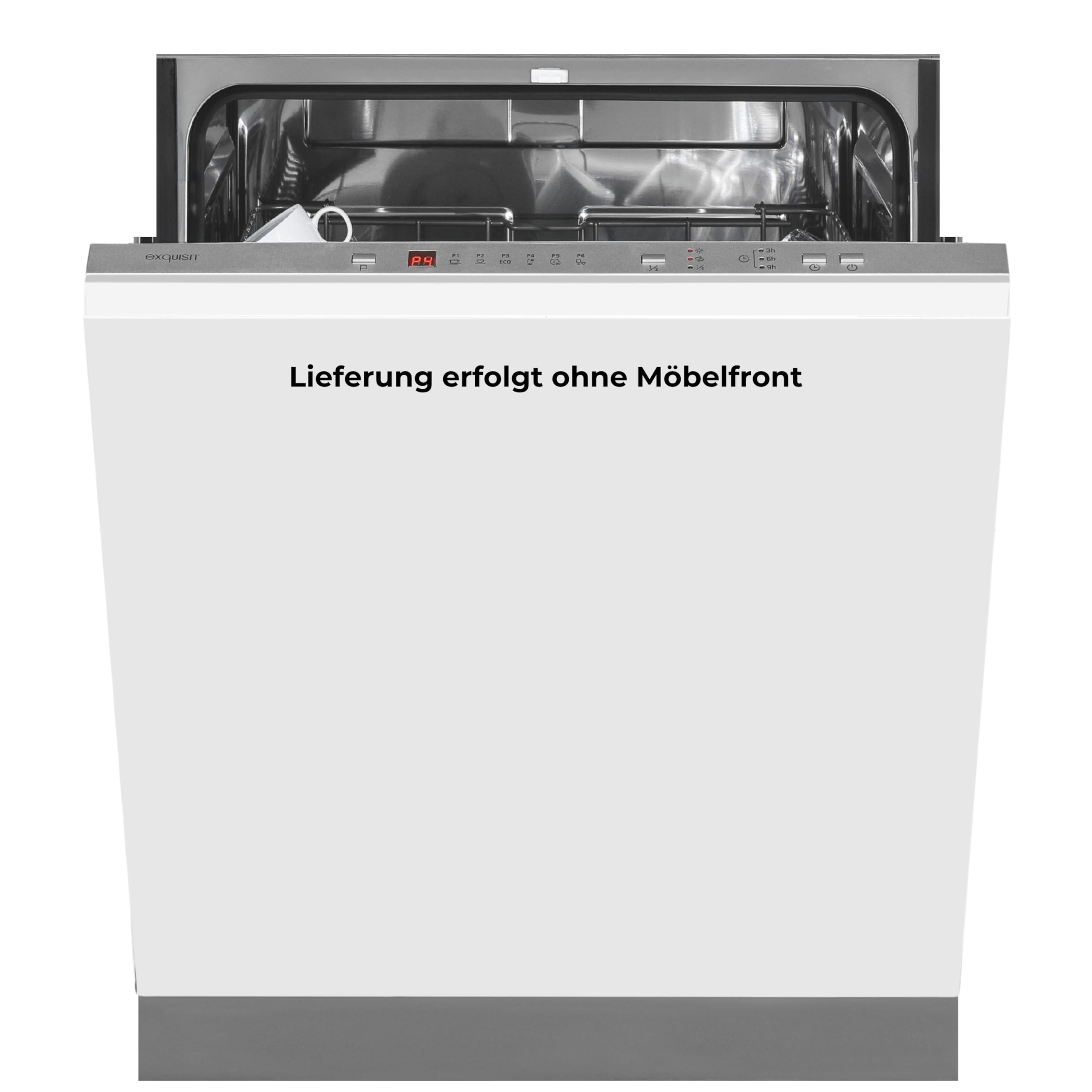 Exquisit EGSP56312-E-030E Einbau-Geschirrspüler 12 Maßgedecke 49 dB leise Aquastop Startzeitvorwahl höhenverstellbarer Korb LED-Anzeige