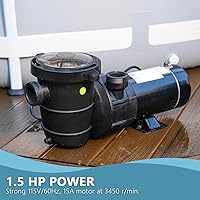 Vista 2 de XtremepowerUS Bomba de piscina de alto flujo de 1.5 HP Auto Prime para piscina sobre el suelo Bomba de spa Flujo 5400GPH 1.5 "Filtro de cesta